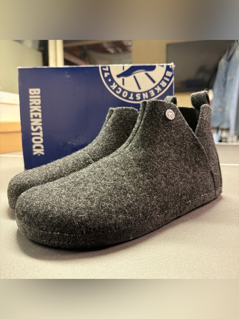 Birkenstock Andermatt Shearling Wool Felt Slipper Boot Anthracite Men's 8 EU 41